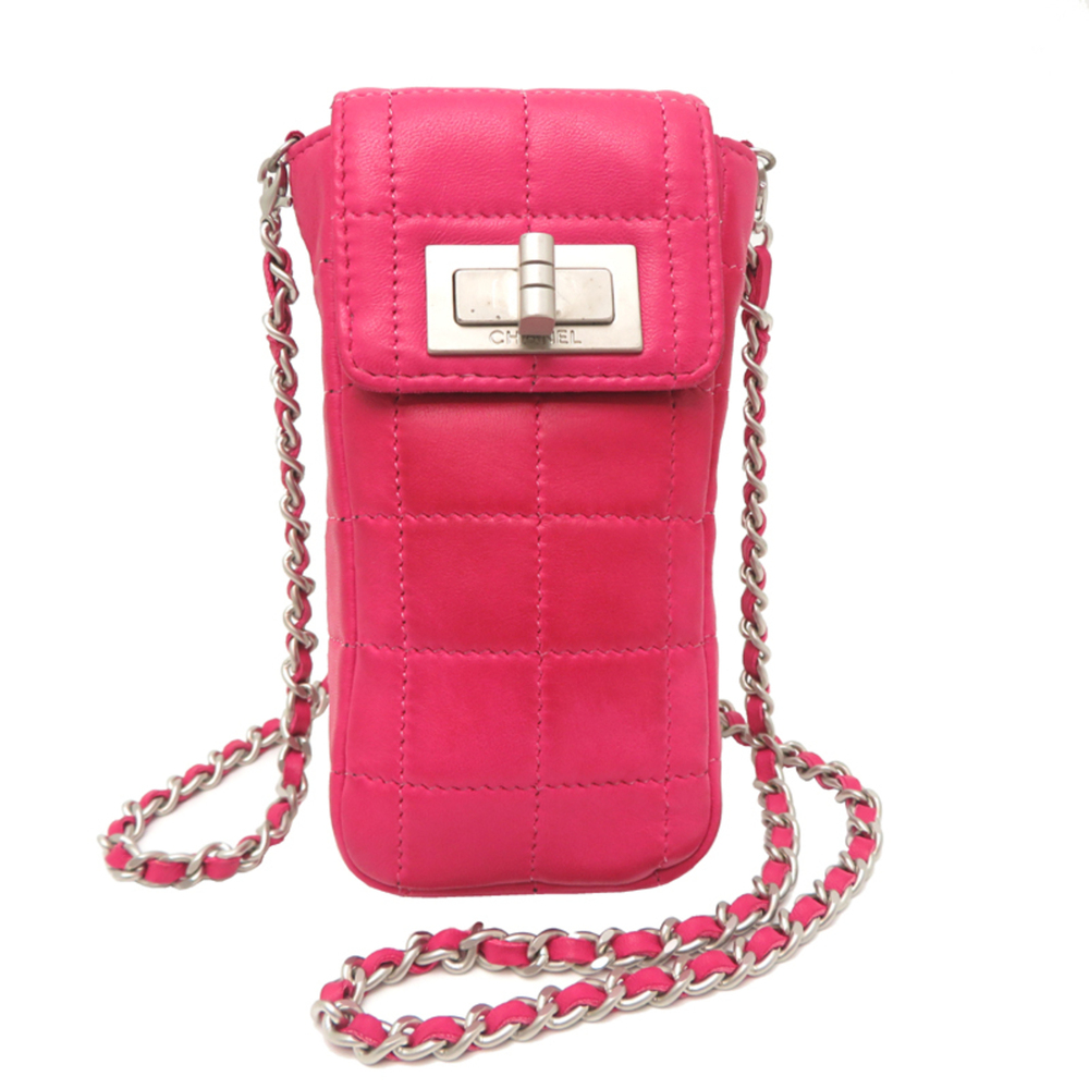 Chanel Chocolate Bar Chain Shoulder Bag for Women, Lambskin, Pink